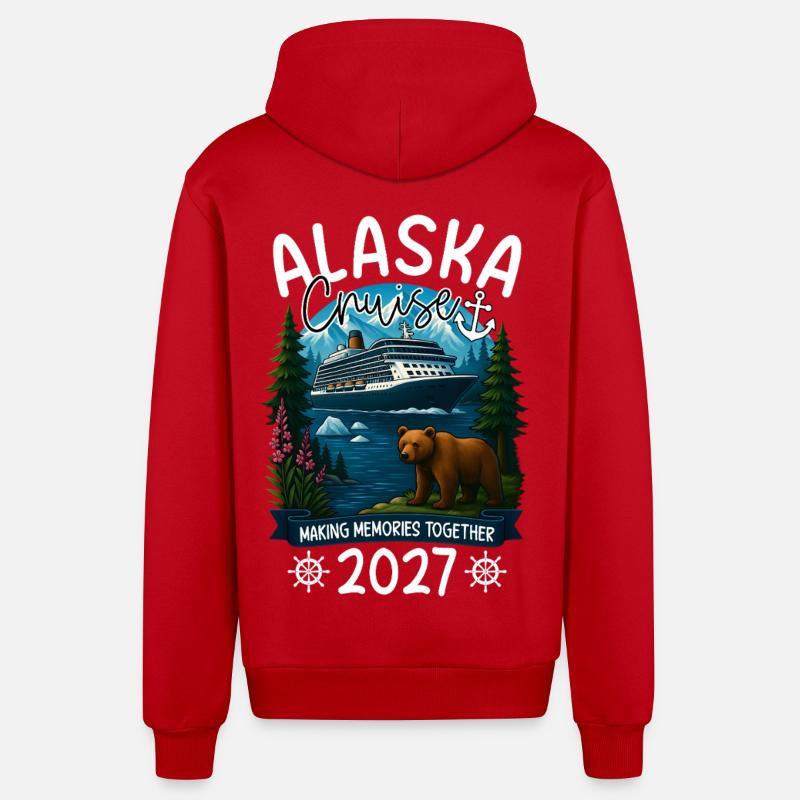 Croisière en Alaska 2027 - Veste à capuche bio décontractée fabriquée en UE - rouge