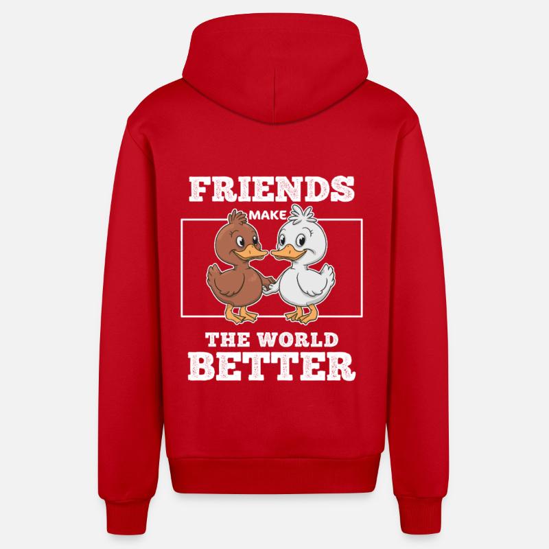 Idée Cadeau Pour Meilleurs Amis Canards Complice - Veste à capuche bio décontractée fabriquée en UE - rouge