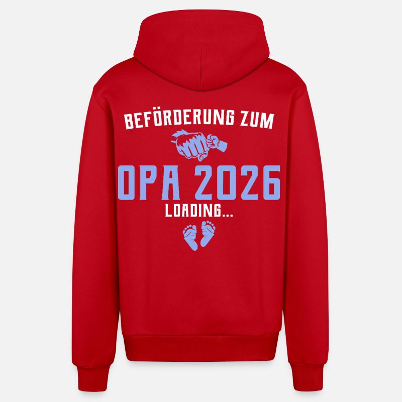 Promotion à Papi 2026 chargement - Veste à capuche bio décontractée fabriquée en UE - rouge