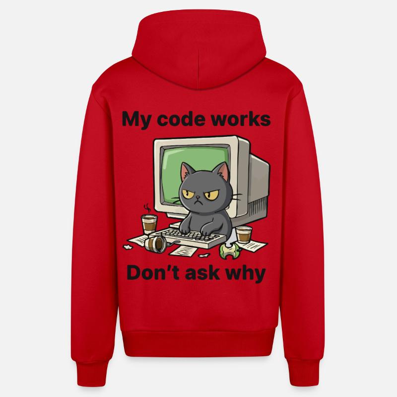 Mein Code funktioniert Frag nicht warum - Organic Relaxed Kapuzenjacke Made in EU - Rot