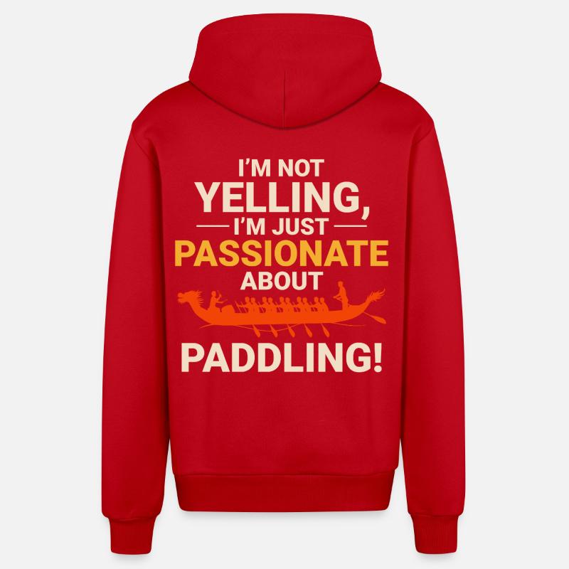 Équipage de course de bateaux-dragons - Veste à capuche bio décontractée fabriquée en UE - rouge