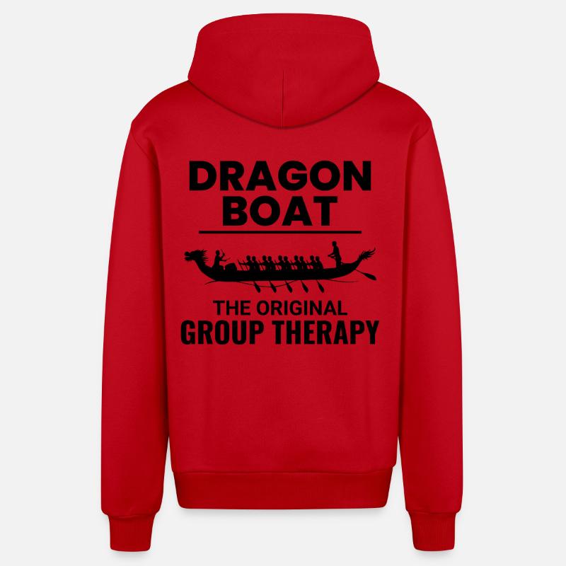 Équipage de course de bateaux-dragons - Veste à capuche bio décontractée fabriquée en UE - rouge