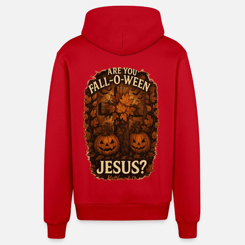 Êtes-vous Fall-O-Ween Jésus Halloween Automne - Veste à capuche bio décontractée fabriquée en UE - rouge
