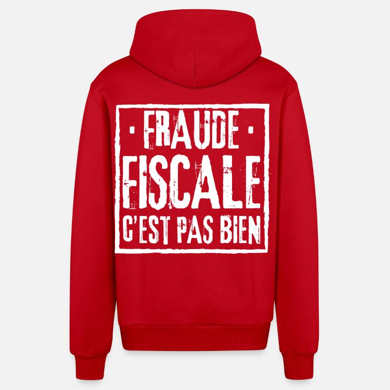 FRAUDE FISCALE C'EST PAS BIEN - Veste à capuche bio décontractée fabriquée en UE - rouge