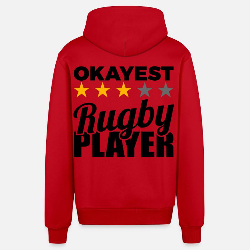 Rugby Player - Organic Relaxed Hooded Jacket Made in EU - red
