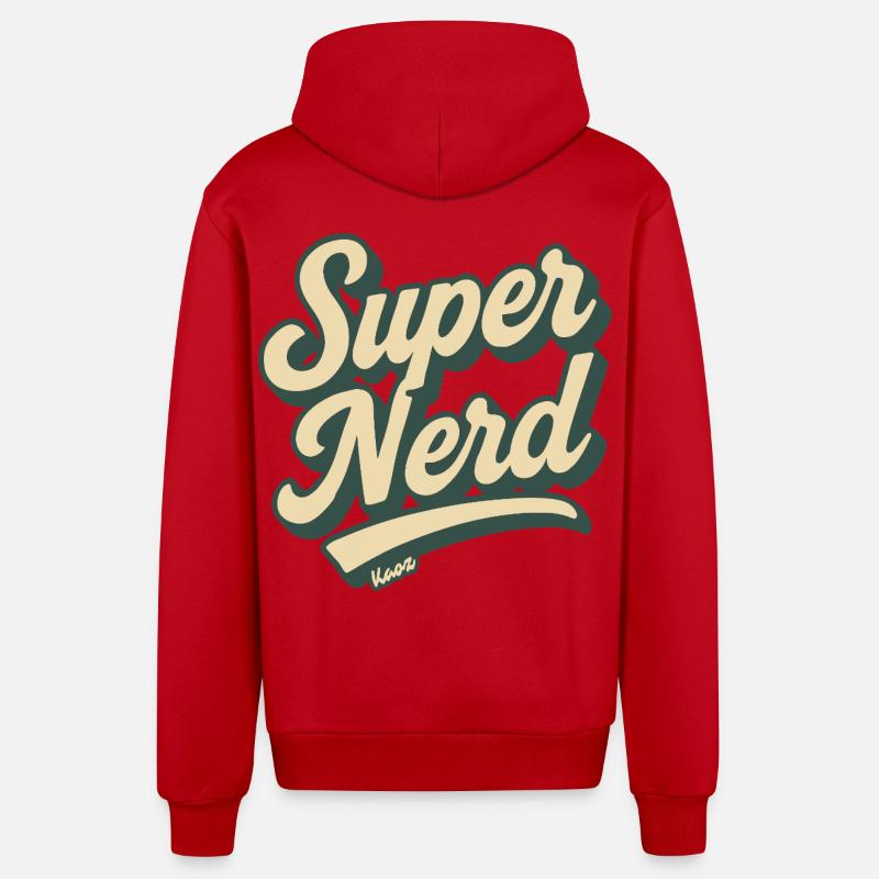 Super Nerd Retro Script - Veste à capuche bio décontractée fabriquée en UE - rouge