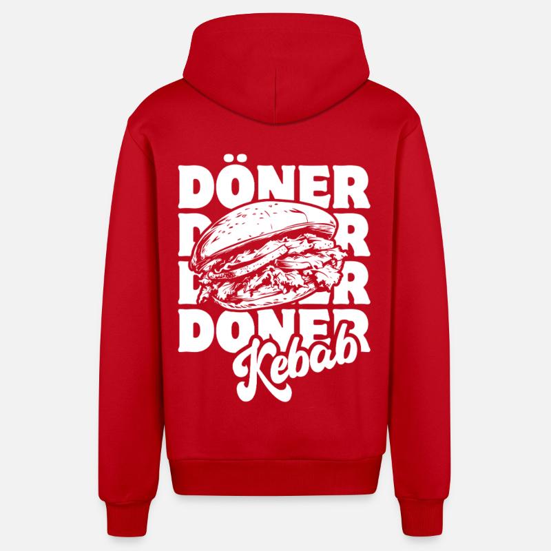 Döner Kebab - Restauration rapide - Spruch - Veste à capuche bio décontractée fabriquée en UE - rouge