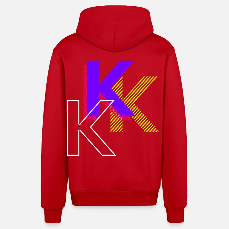 k - Conception de graffitis - Veste à capuche bio décontractée fabriquée en UE - rouge