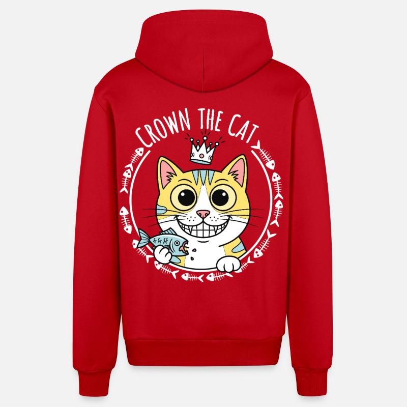 Crown le Chat : Gaton Royal - Veste à capuche bio décontractée fabriquée en UE - rouge