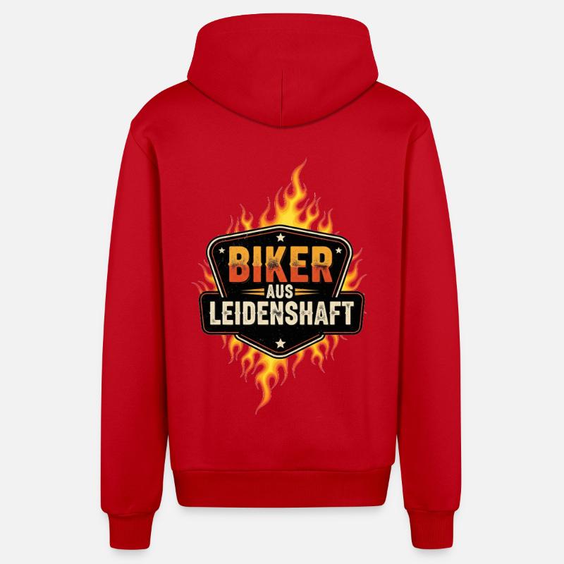 Des motards passionnés - Veste à capuche bio décontractée fabriquée en UE - rouge