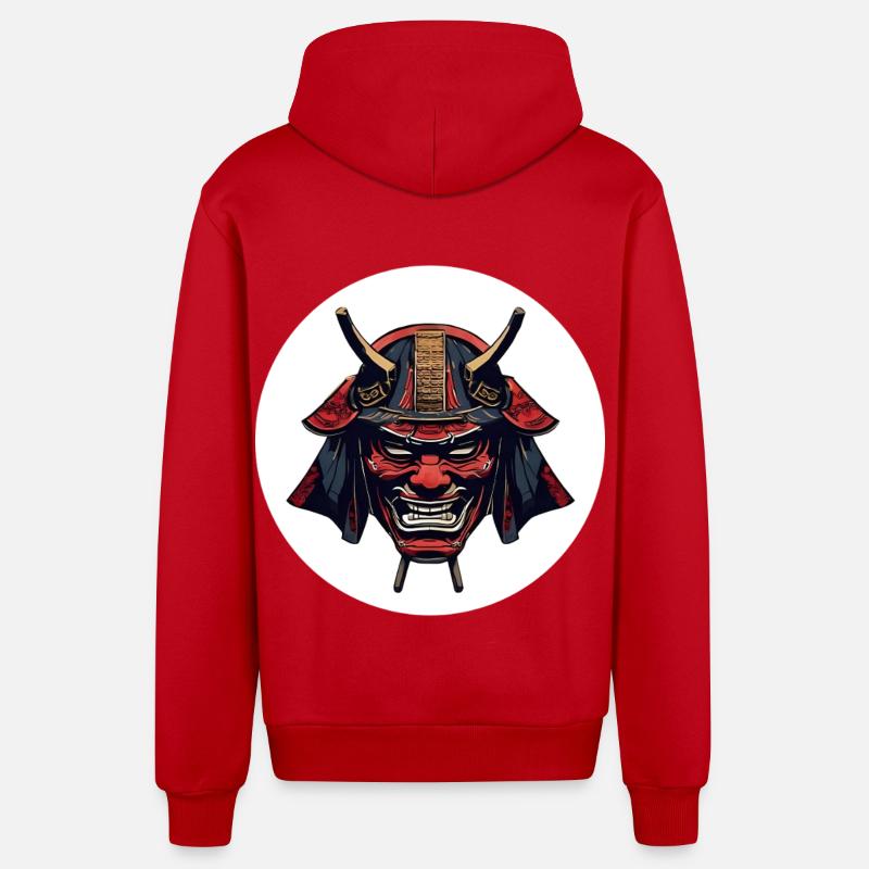 Casque de démon Oni rouge - Veste à capuche bio décontractée fabriquée en UE - rouge
