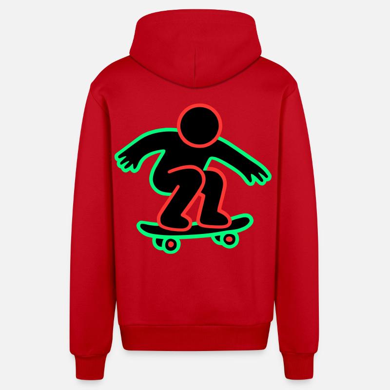 Neon Skateboarder Linienkunst - Organic Relaxed Kapuzenjacke Made in EU - Rot
