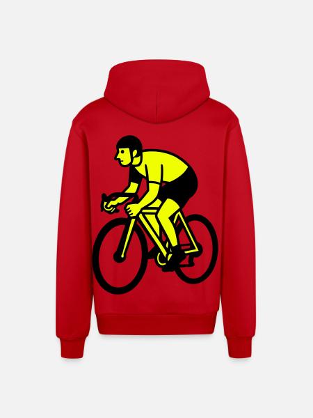 Neonrad Silhouette Radfahrer - Organic Relaxed Kapuzenjacke Made in EU - Rot