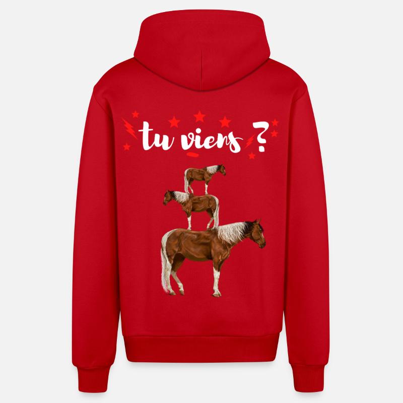 Tu Viens ? Pyramide de Chevaux  - Veste à capuche bio décontractée fabriquée en UE - rouge