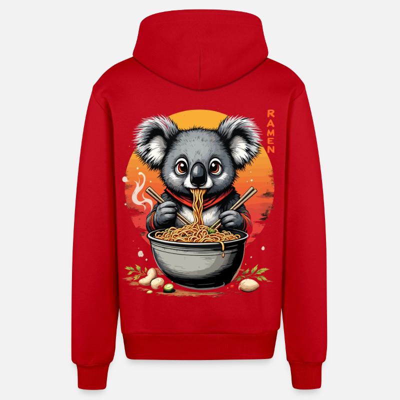 Koala Ramen Master - Veste à capuche bio décontractée fabriquée en UE - rouge