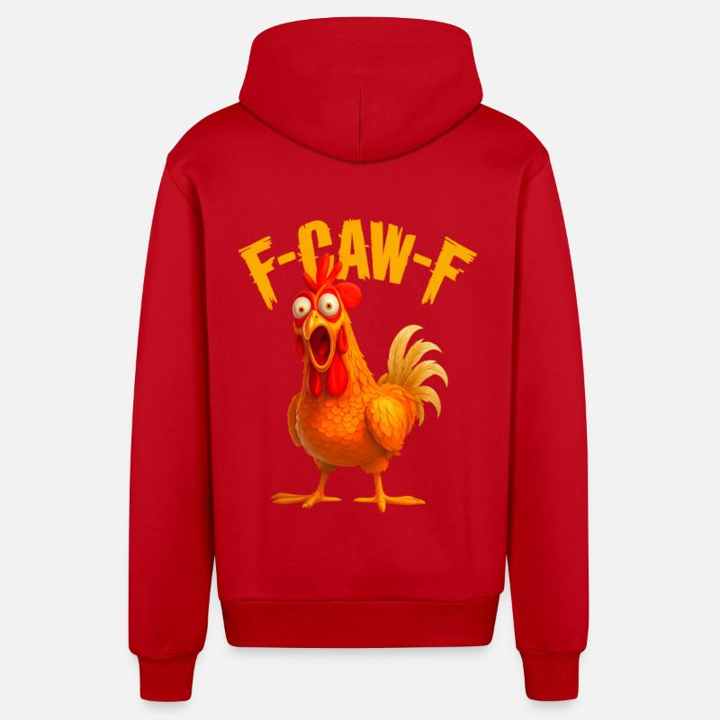 F-Caw-F Chicken - Organic Relaxed Hooded Jacket Made in EU - red