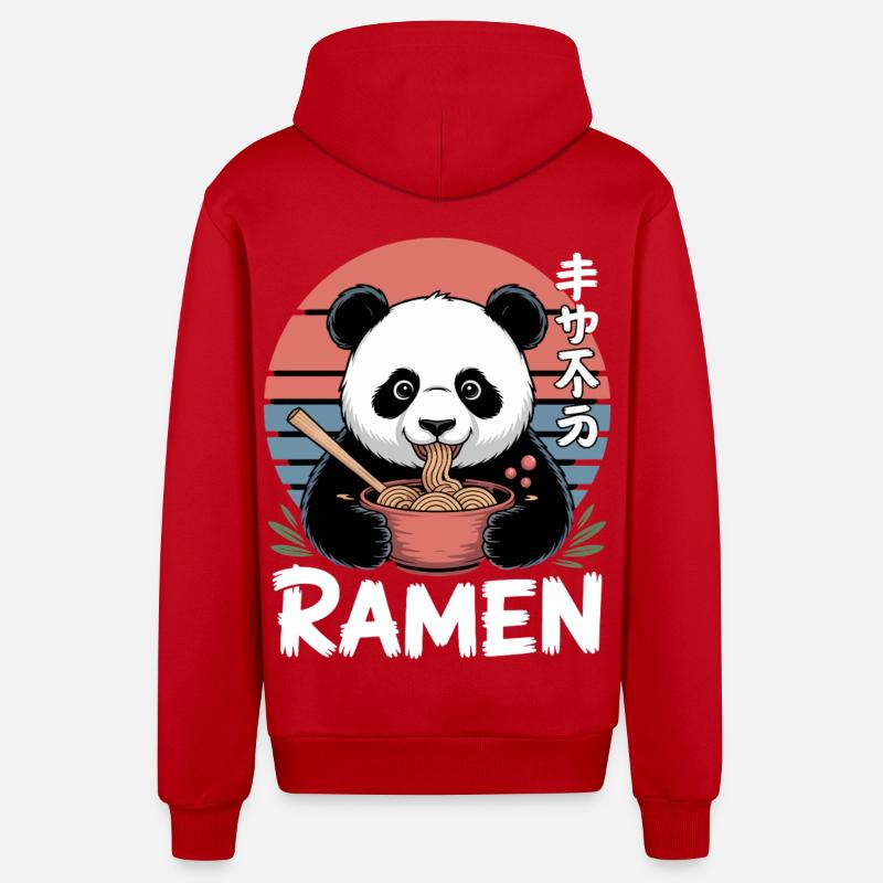 Bol à ramen Kawaii Panda - Veste à capuche bio décontractée fabriquée en UE - rouge