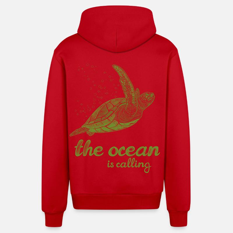 L’appel de l’océan - Tortue - Veste à capuche bio décontractée fabriquée en UE - rouge