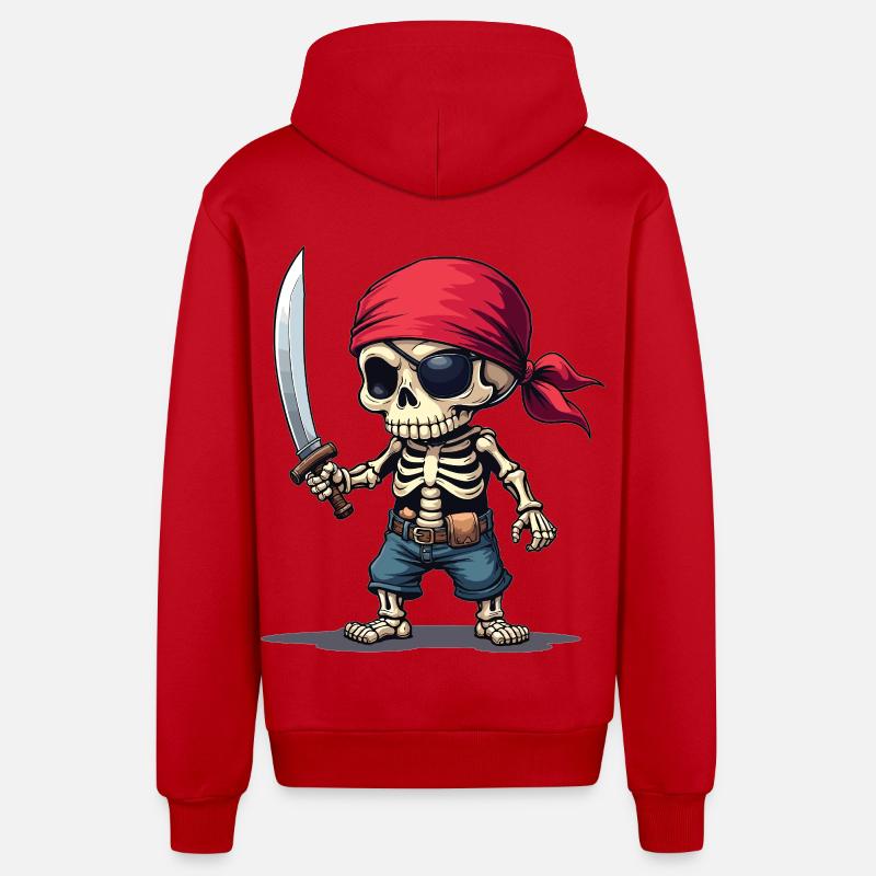 Squelette de pirate avec épée - Veste à capuche bio décontractée fabriquée en UE - rouge