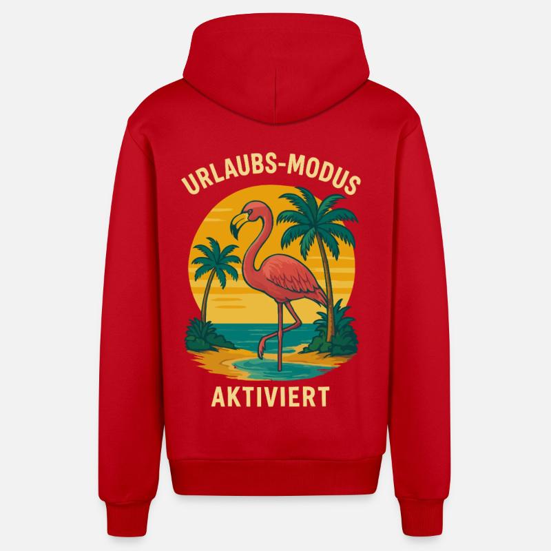 Flamingo Beach Vacances activées - Veste à capuche bio décontractée fabriquée en UE - rouge
