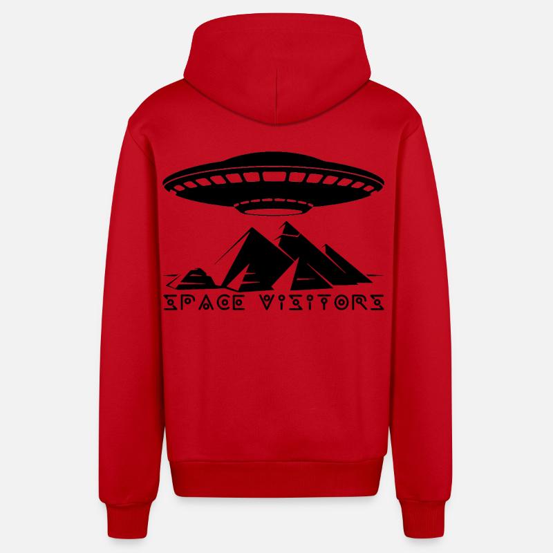 Les visiteurs et les pyramides noires - Veste à capuche bio décontractée fabriquée en UE - rouge