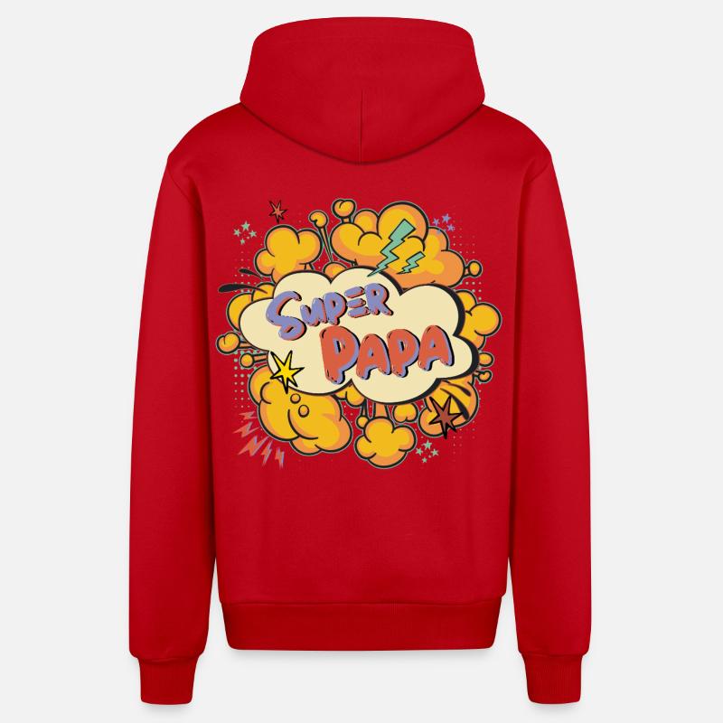 Super papa Comic Explosion - Veste à capuche bio décontractée fabriquée en UE - rouge