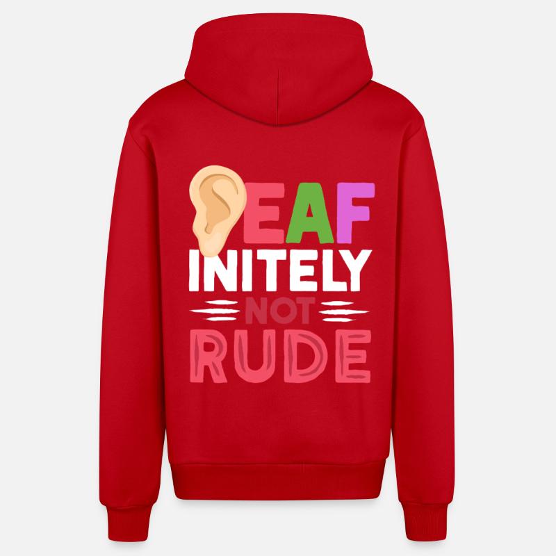 Sourd Sourd Sourd - initemment pas grossier - Veste à capuche bio décontractée fabriquée en UE - rouge