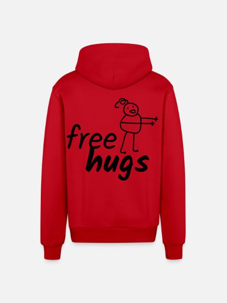 Free Hugs - Organic Relaxed Kapuzenjacke Made in EU - Rot
