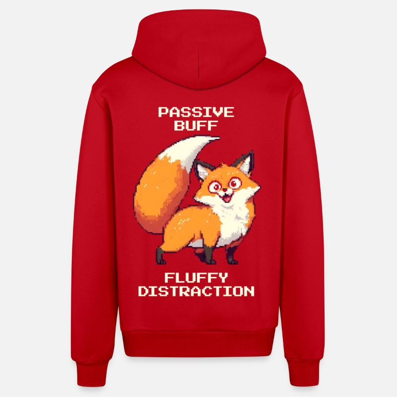 Fluffy Distraction | derpy fox - Organic Relaxed Hooded Jacket Made in EU - red