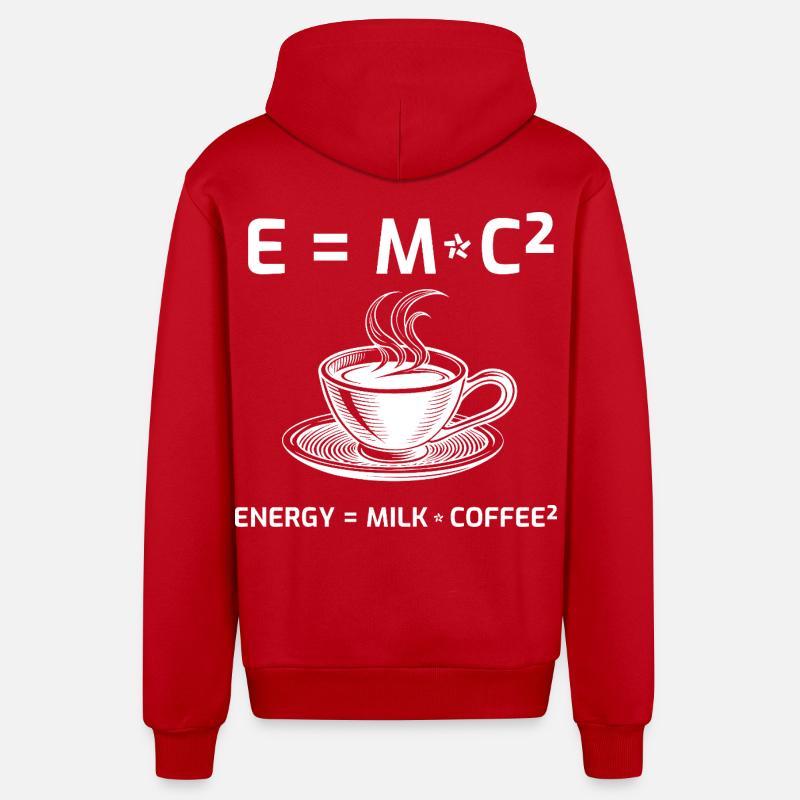 Coffee Drinker Coffee Formula E=MC2 - Organic Relaxed Hooded Jacket Made in EU - red