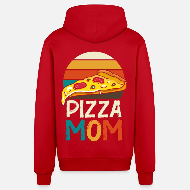 Pizza Mom Slice Retro - Veste à capuche bio décontractée fabriquée en UE - rouge