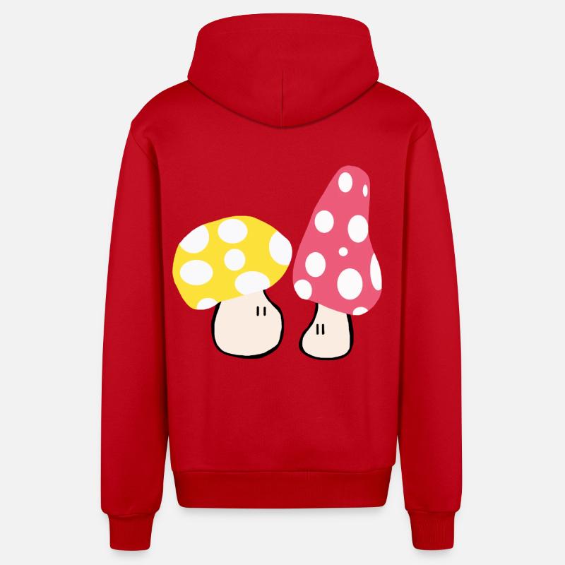 Champignons d’automne - Veste à capuche bio décontractée fabriquée en UE - rouge