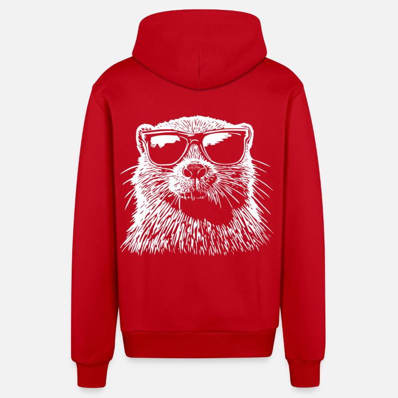 Lunettes de soleil Cool Beaver - Veste à capuche bio décontractée fabriquée en UE - rouge