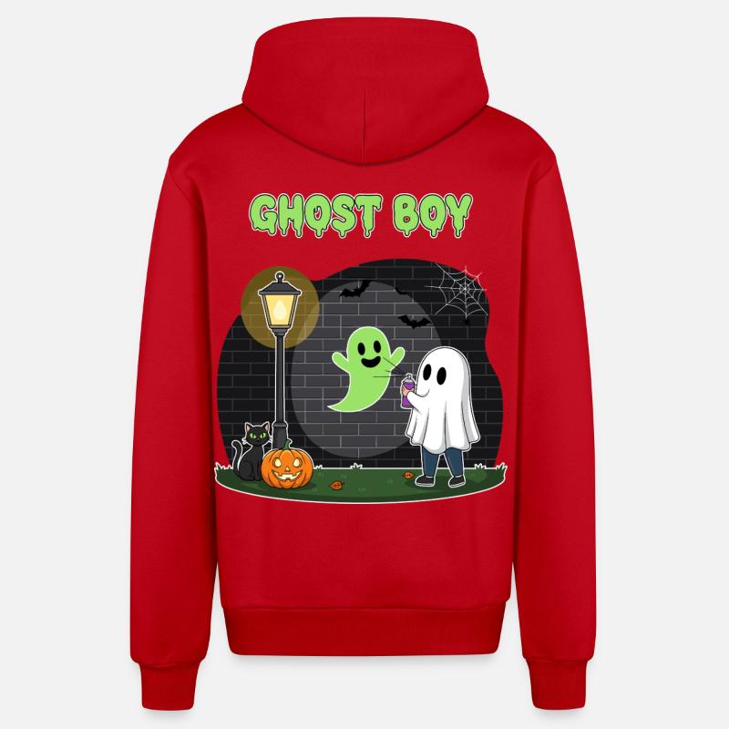 Scène d’Halloween Ghost Boy - Veste à capuche bio décontractée fabriquée en UE - rouge