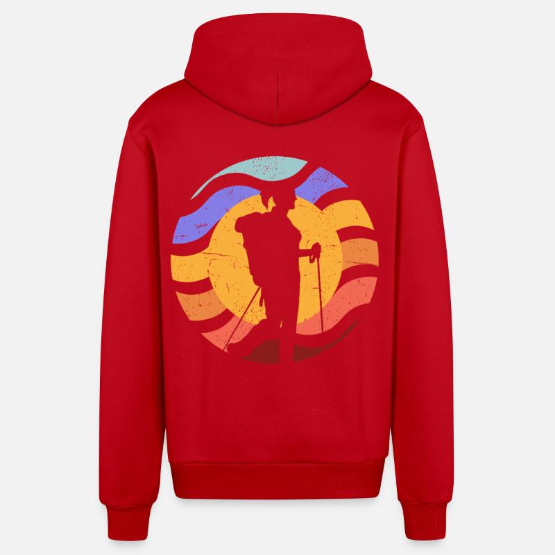 Silhouette de la caméra Sun Path - Veste à capuche bio décontractée fabriquée en UE - rouge