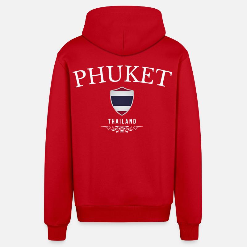 Phuket Thaïlande, souvenir de Phuket - Veste à capuche bio décontractée fabriquée en UE - rouge