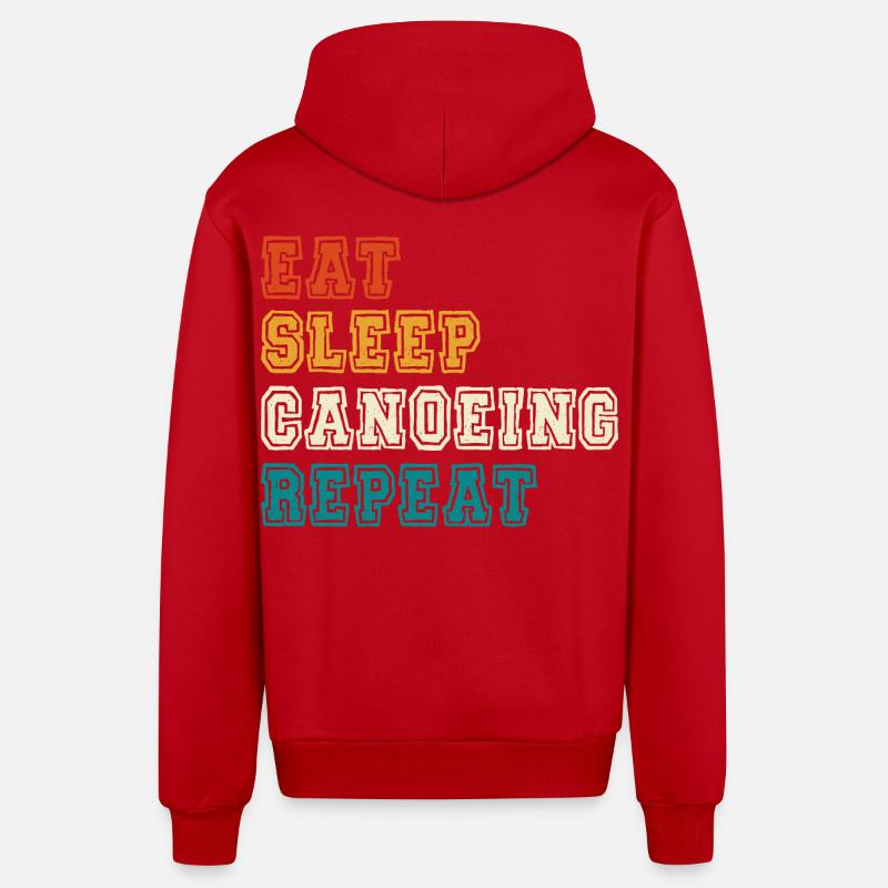 Eat Sleep Canoeing Repeat Farbblock - Organic Relaxed Kapuzenjacke Made in EU - Rot