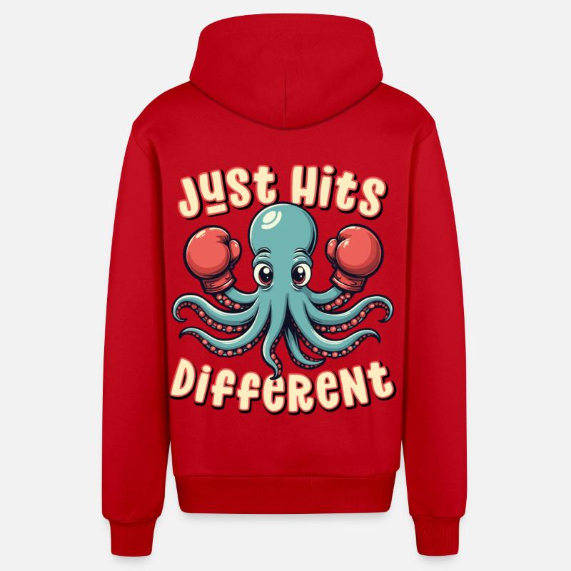 Frappe simplement différemment - Veste à capuche bio décontractée fabriquée en UE - rouge