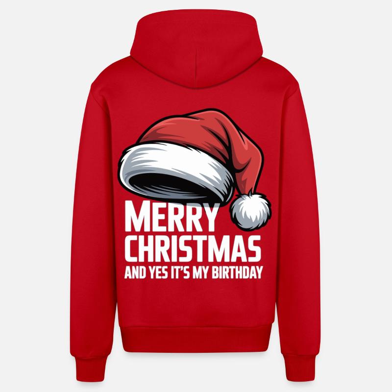 Idée cadeau d’anniversaire de Noël - Veste à capuche bio décontractée fabriquée en UE - rouge