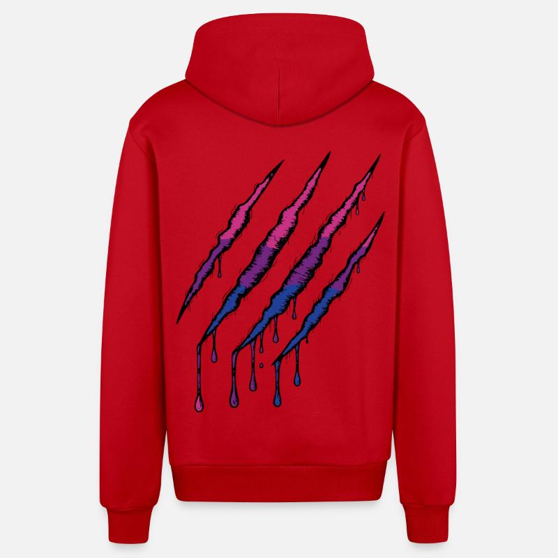 Bi Pride Claw - Drapeau bisexuel Griffe - Veste à capuche bio décontractée fabriquée en UE - rouge