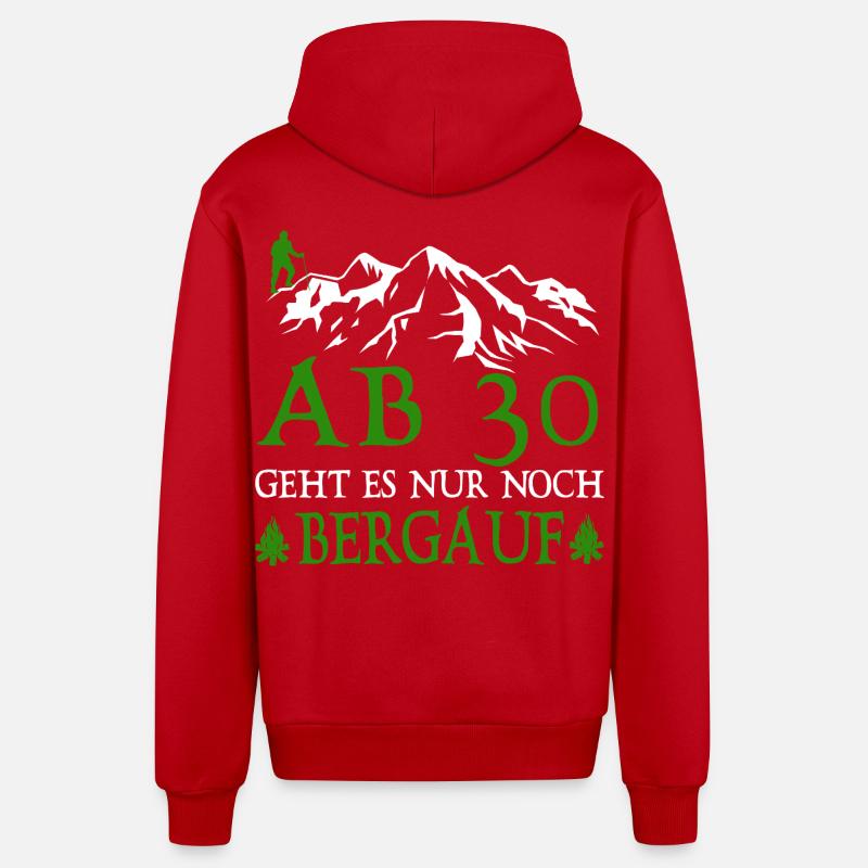 AB30 birthday it is only uphill - Organic Relaxed Hooded Jacket Made in EU - red