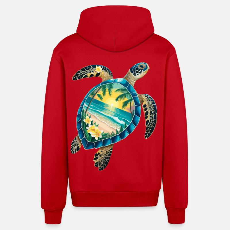Turtle Waves Surf Turtle Surfer Turtles - Veste à capuche bio décontractée fabriquée en UE - rouge