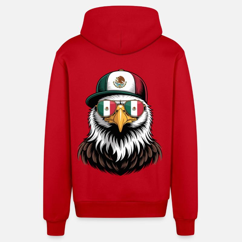 Lunettes de soleil rétro Mexican Eagle - Veste à capuche bio décontractée fabriquée en UE - rouge