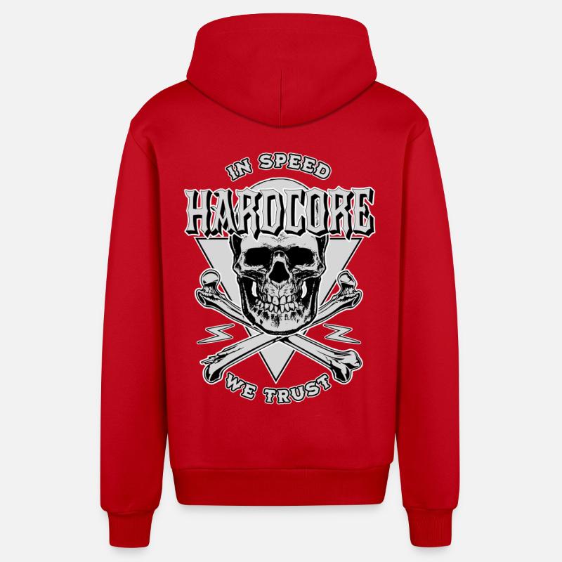 Moto Biker Chopper Custom avec crâne - Veste à capuche bio décontractée fabriquée en UE - rouge