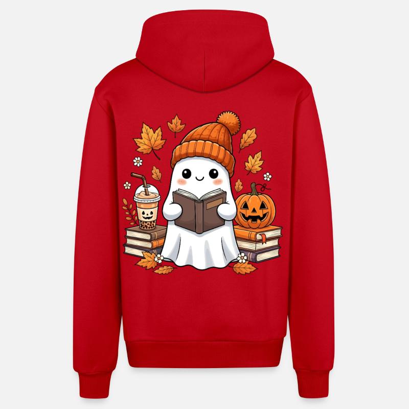 Fantôme de récolte d’automne avec citrouille - Veste à capuche bio décontractée fabriquée en UE - rouge
