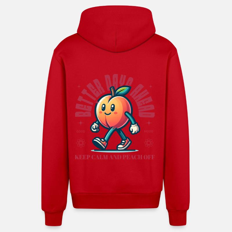 Pêche drôle disant Fruit Lover Pêches - Veste à capuche bio décontractée fabriquée en UE - rouge