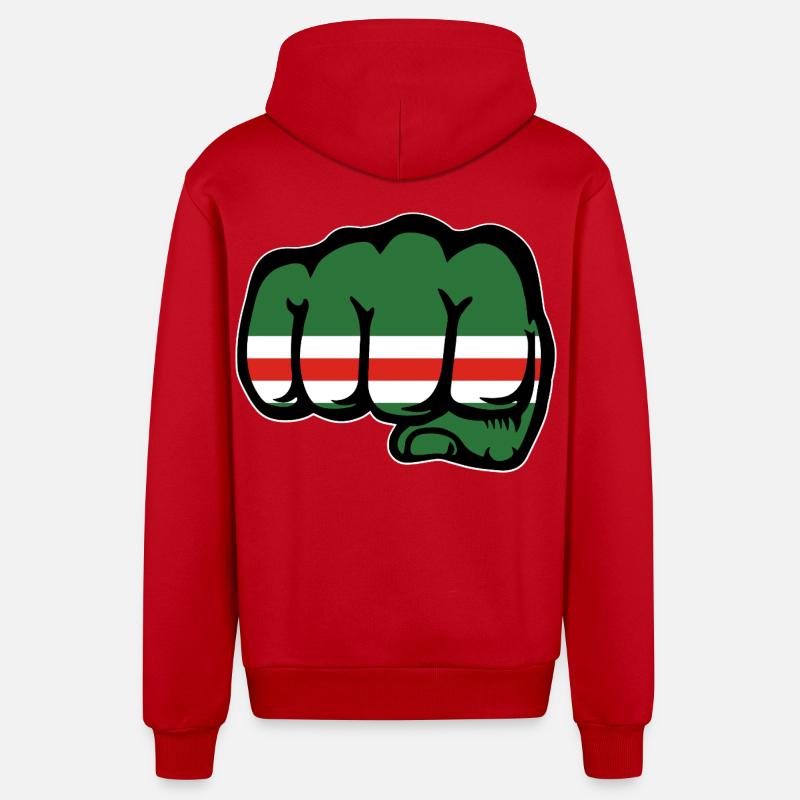 Tschetschenien Flagge Faust - Organic Relaxed Kapuzenjacke Made in EU - Rot