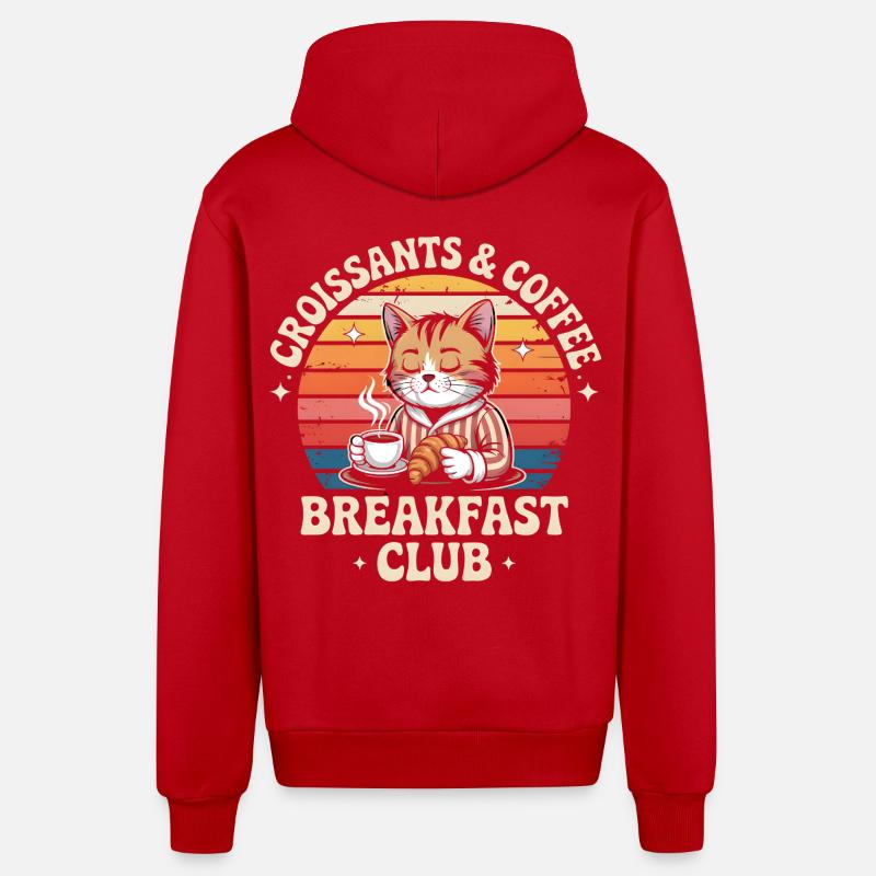 Chat Brunch Retro Café - Veste à capuche bio décontractée fabriquée en UE - rouge