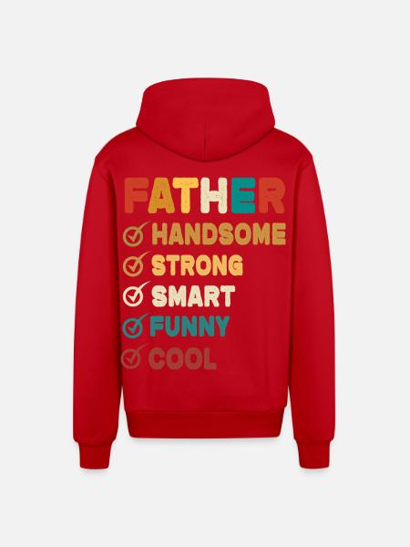 Dad Father Father's Day - Organic Relaxed Hooded Jacket Made in EU - red