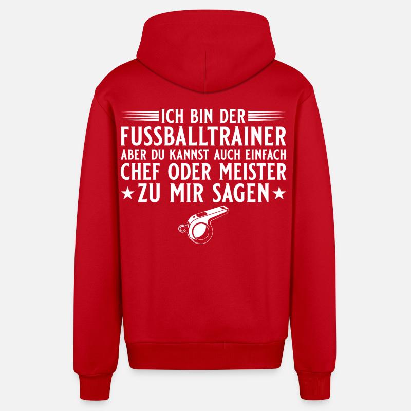 Fußballtrainer Chef oder Meister - Organic Relaxed Hooded Jacket Made in EU - red